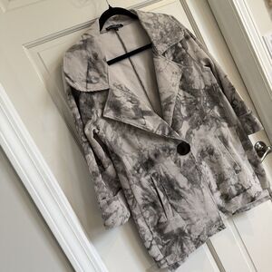 PICADILLY Canada Women's Corded Blazer S tie dye abstract grey/black unique